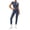 Navy, variant on QIYAGBSA Workout Sets for Women Short Sleeve Crew Neck Top High Waist Leggings Stretch Athletic Two Piece Outfit (Purple, L)