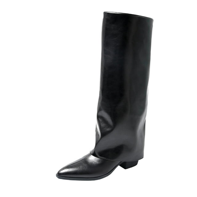Bottes de Neige pour Femmes Longueur Genou en Faux Cuir Décontracté pour Extérieur et Intérieur