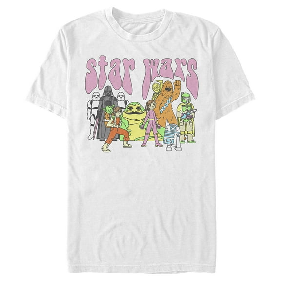 Men's Star Wars Psychedelic Classic Characters  Graphic Tee White 3X Large