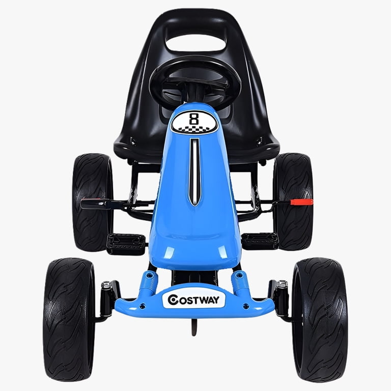 Topbuy Adjustable Seat Blue Go Kart Ride-On Pedal Car for Kids