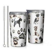 Schnauzer Dogs 10oz Tumblers Stainless Steel Tumbler with Lid and Straw,Vacuum Insulated Double Wall Travel Tumbler Cups with Cleaning Brush for Coffee, Tea