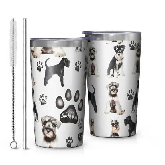 Schnauzer Dogs 10oz Tumblers Stainless Steel Tumbler with Lid and Straw,Vacuum Insulated Double Wall Travel Tumbler Cups with Cleaning Brush for Coffee, Tea