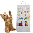 thumbnail image 4 of Bolsa de almacenamiento de juguetes para gatos, organizador de montaje en pared, soporte plegable de cuero para suministros para mascotas con múltiples bolsillos para varitas teaser, S y, 4 of 9