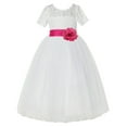 thumbnail image 2 of Ekidsbridal Girl Pageant Flower Girl Dress - Ivory Illusion Lace Short Sleeve LG2T-A (Size: 2-12), 2 of 3