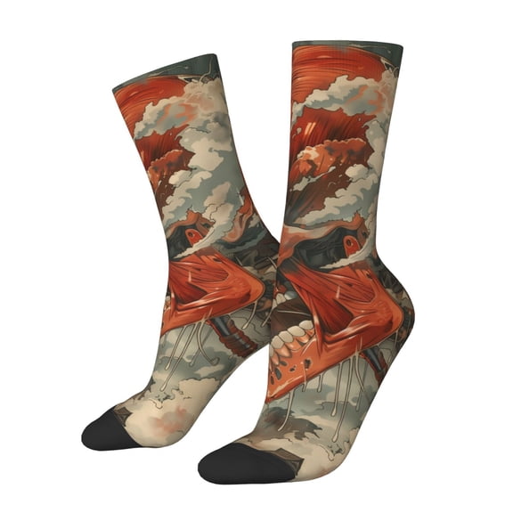 Vsdgher Gigantic Skull In Clouds Crew Socks for Men & Women, Breathable Casual Athletic Ankle Socks