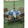 thumbnail image 3 of Outdoor Tablecloth with Umbrella Hole & Zipper, Navy Blue Spring Floral Square Tablecloth 60x60 Inch, Farmhouse Botanical Summer Sunflower Patio Table Cover Waterproof Table Cloth for Picnic/Party, 3 of 7