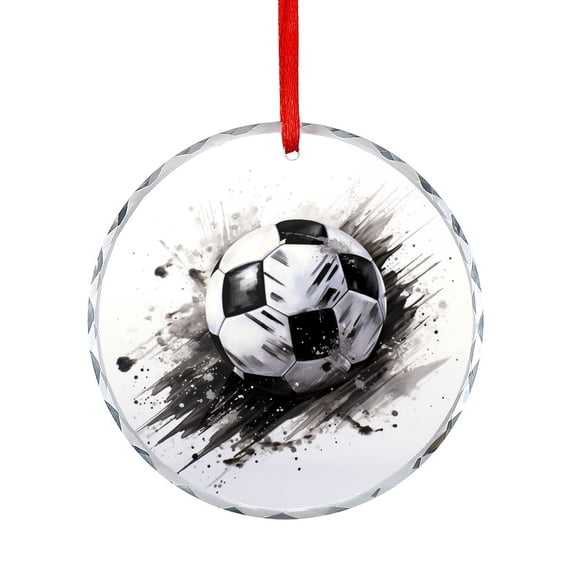 Black White Football Crystal Glass Christmas Ornament Football Soccer Christmas Ornaments 2025 Appreciation Gift for Xmas Friend Bestie Nurse Teacher Mentor Boss Coworker