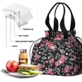 thumbnail image 4 of Pioneer Flower Floral Print Pattern Drawstring Lunch Bag Women - Drawstring Lunch Bag Insulated for Work Office - Stain-Resistant Large Lunchbags for Women with Multi-Pockets, 4 of 6