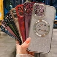 thumbnail image 6 of Compatible with iPhone 12 Pro Max Magnetic Glitter Case-6.7 Inch, Luxury Love Heart Pattern Plating Bling Clear Case, Compatible with MagSafe for Women Girls Shockproof Back Cover-Pink, 6 of 12