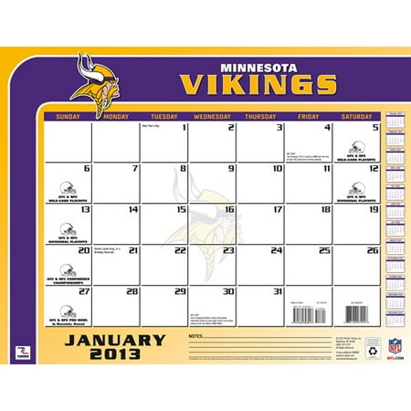 Turner Licensing 2013 22" x 17" Desk Calendar, Minnesota Vikings