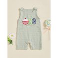 thumbnail image 2 of aturustex Toddler Baby Boys Girls Birthday Jumpsuit 6M 12M 18M Infant Sleeveless Tank Rompers Round Neck Bodysuits Newborn Classic Letter Embroidery Pn Loose Cute Casual Daily Summer Clothes, 2 of 7