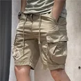 thumbnail image 3 of Pantalones cortos tipo bermuda para hombre, con cremallera, cargo, elásticos, con cordón, nuevos, de diseñador, cómodos, estilo Harajuku, holgados y anchos, 3 of 5