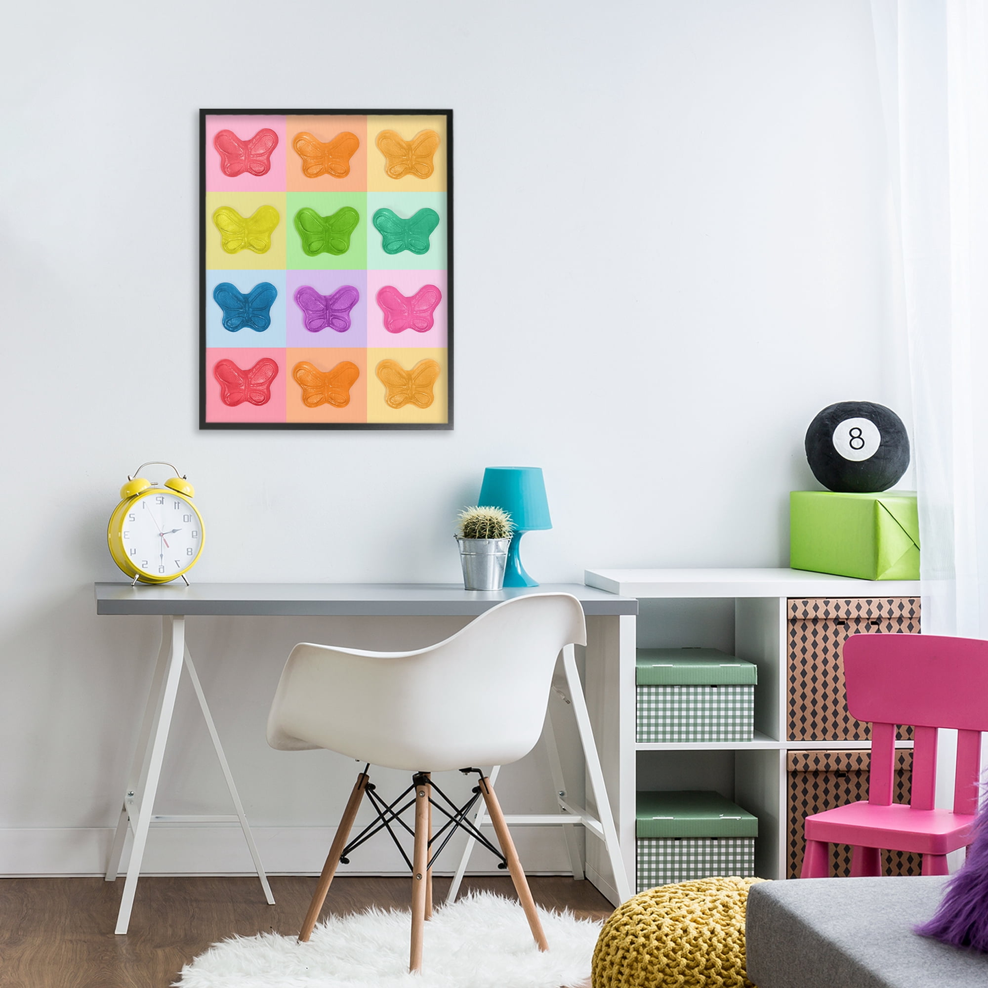 Stupell Industries Colorful Butterflies Candy Black Framed Giclee Art, design by LISH Creative