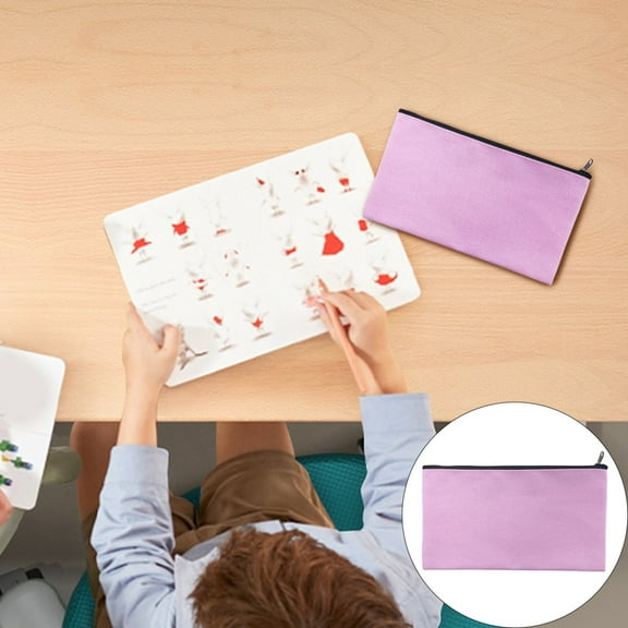 Preplabs Pocket Zipper Pouch Canvas Pencil Case - Travel Cosmetic & Makeup Bag Organizer