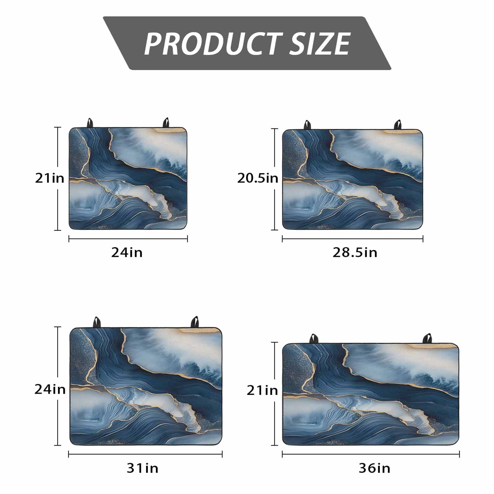 Navy Blue Marble Stove Top Cover for Electric Stove, Heat-proof & Non Slip Glass Top Stove Cover Protector, Modern Ink Painted Artwork Kitchen Flat Cooktop Rubber Mat 24x21 Inches