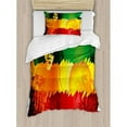 thumbnail image 3 of Ambesonne Rasta Iconic Reggae Music Singer Abstract Design with Sun and Palm Trees Duvet Cover Set, 3 of 3