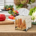 thumbnail image 2 of Psesaysky PU Leather Tissue Box Cover Square with Bottom Belt, Fall Forest Waterproof Tissue Box Holder for Bathroom Bedroom Office Desk, Decorative Organizer, 2 of 7