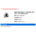 thumbnail image 2 of Right Engine Mount - Compatible with 2010 - 2017 BMW 535i GT 2011 2012 2013 2014 2015 2016, 2 of 2