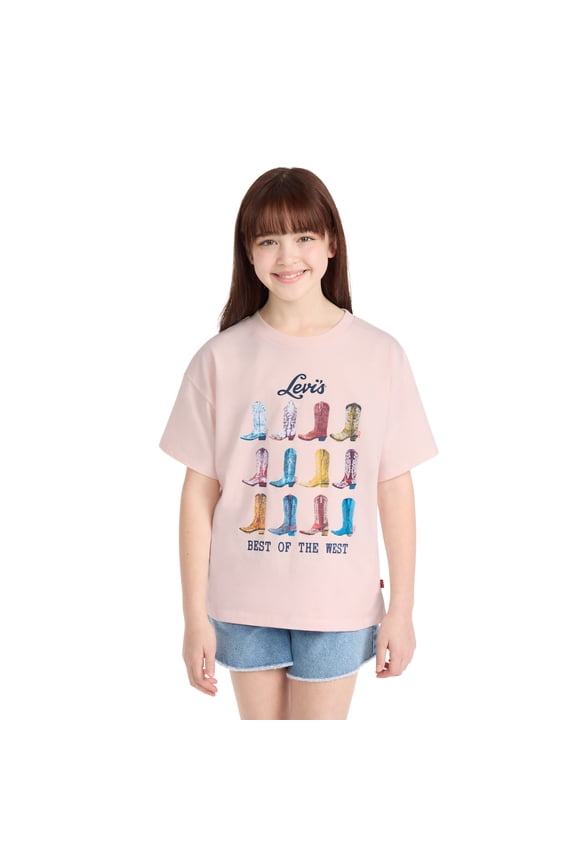 Girls Short Sleeve Oversized Graphic Tee, Sizes 4-16