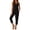 Black, variant on Womens Capris Jumpsuit Solid Color Neck Sleeveless Top Elastic Waist 3/4 Length Pants Set