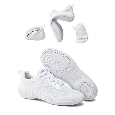 

Ymiytan Women Girls Cheerleading Shoes Sport Anti-Slip Cheer Shoes Training Sneakers Lightweight Lace Up Dance Shoes White 7 Kid/8 Women/7.5 Men