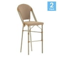 thumbnail image 2 of Flash Furniture Lourdes Set of 2 Stackable Indoor/Outdoor Bistro 30" High Bar Stools, Commercial Grade, Natural/White and Light Natural Finish, 2 of 13