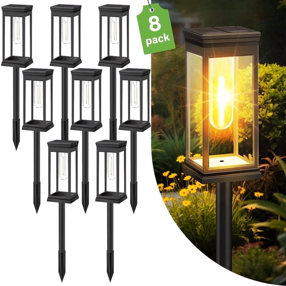 DAYBETTER Solar Pathway Lights Outdoor, 8 Pack Solar Powered Landscape Lights, IP65 Waterproof, Auto On/Off Outdoor Lights for Outside, Yard, Walkway, Patio, Garden