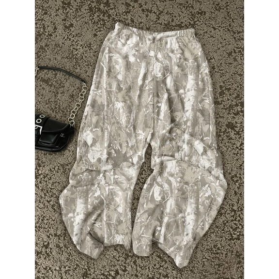 Women's Allover Print Sweatpants Elastic Waist Wide Leg Lounge Pants