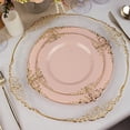 thumbnail image 4 of BalsaCircle 10 Blush  Round 8" Disposable Plastic Salad Dinner Plates Gold Embossed Baroque Trim Party Events Decorations, 4 of 8