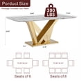 thumbnail image 7 of GAKMCIL 70" Rectangle Faux Marble Dining Table for 6-8 People, Kitchen Table with Mirrored Finish Stainless Steel Base, Adjustable Non-Slip Feet, 300lbs Load for Dining Room, Kitchen (Gold&White), 7 of 7