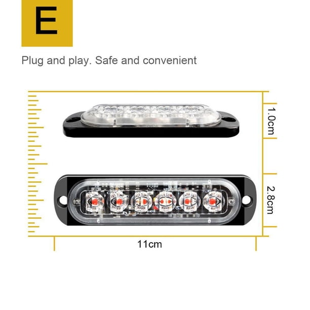 Luces de conducción diurna de 6 LED ultrafinas para automóviles/motocicletas/camiones (amarillo) Sywqhk Accesorios para autos y motos