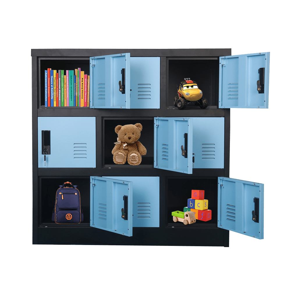 Casier De Rangement MECOLOR En Acier - 9 Cases Avec Clés - 92x90x45cm - Blanc - Pour Bureau/École/Maison