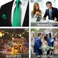 thumbnail image 2 of Mens Green Ties Formal Necktie and Pocket Square Cufflinks Sets Solid Color Satin Neckties Wedding, 2 of 7