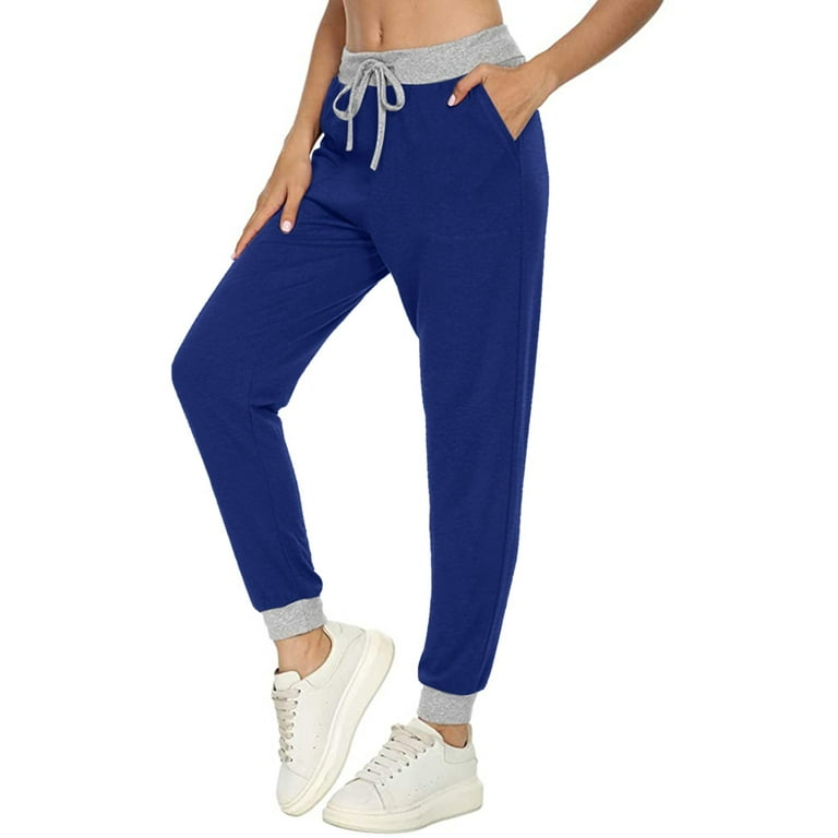 YWDJ Joggers for Women High Waist Plus Size Casual Jogging Pants with  Drawstring Pockets Soft Trousers Sport PantsBlueS