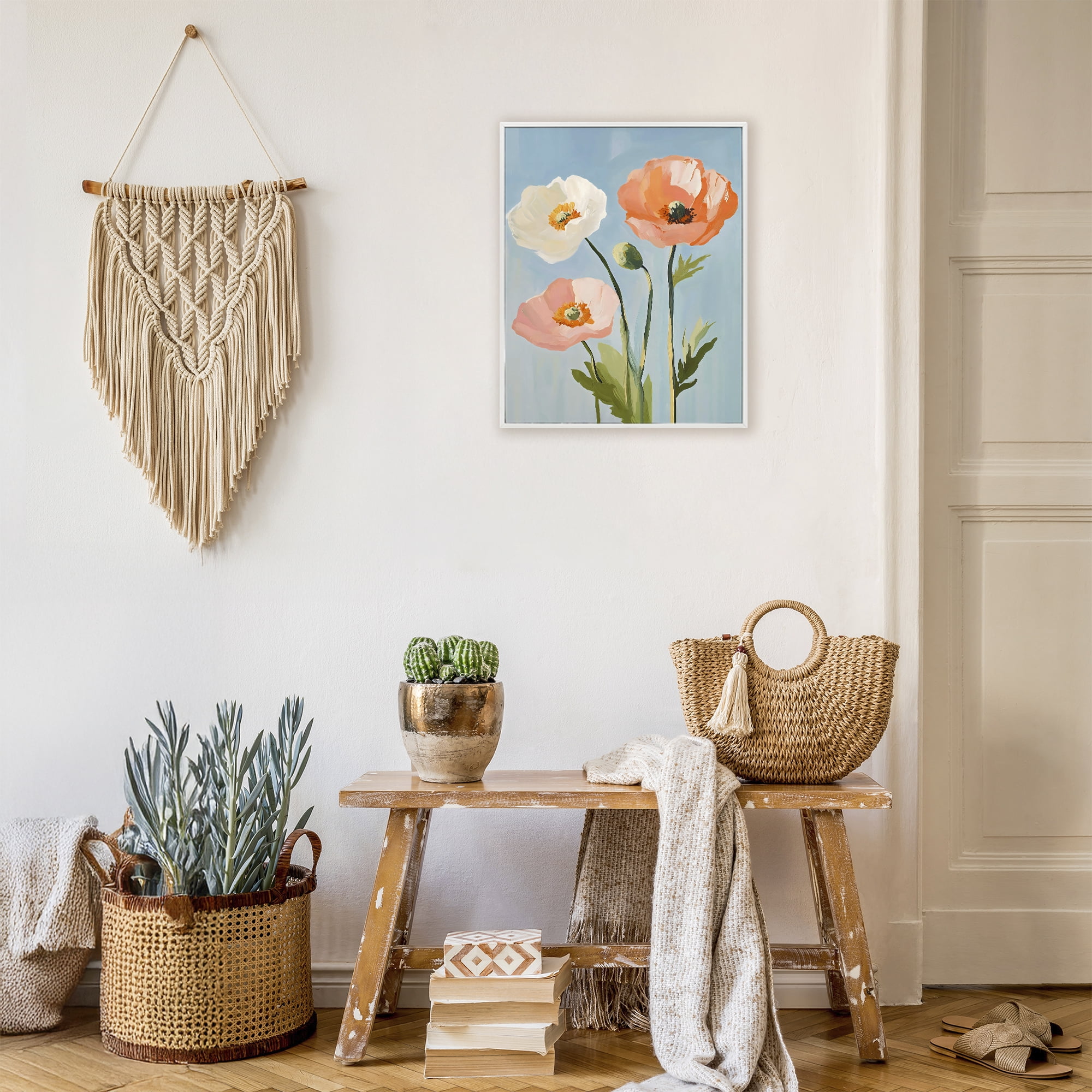 Stupell Industries Pastel Poppy Blooming Trio White Framed Giclee Art, design by The Prints Vibe