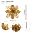 thumbnail image 2 of Uxcell 6.3" Artificial Flowers, 12 Pcs Shiny Artificial Fake Flower with Stems Crafts for Christmas, Gold, 2 of 7