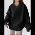 thumbnail image 4 of Sudadera de Cuello en V de Gran Tamaño para Mujer, Sudadera de de Larga, Sudadera con Capucha, Tops Cómodos, Ropa 2025 Negro XL, 4 of 7