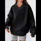 thumbnail image 4 of Sudadera de Cuello en V de Gran Tamaño para Mujer, Sudadera de de Larga, Sudadera con Capucha, Tops Cómodos, Ropa 2025 Negro L, 4 of 7