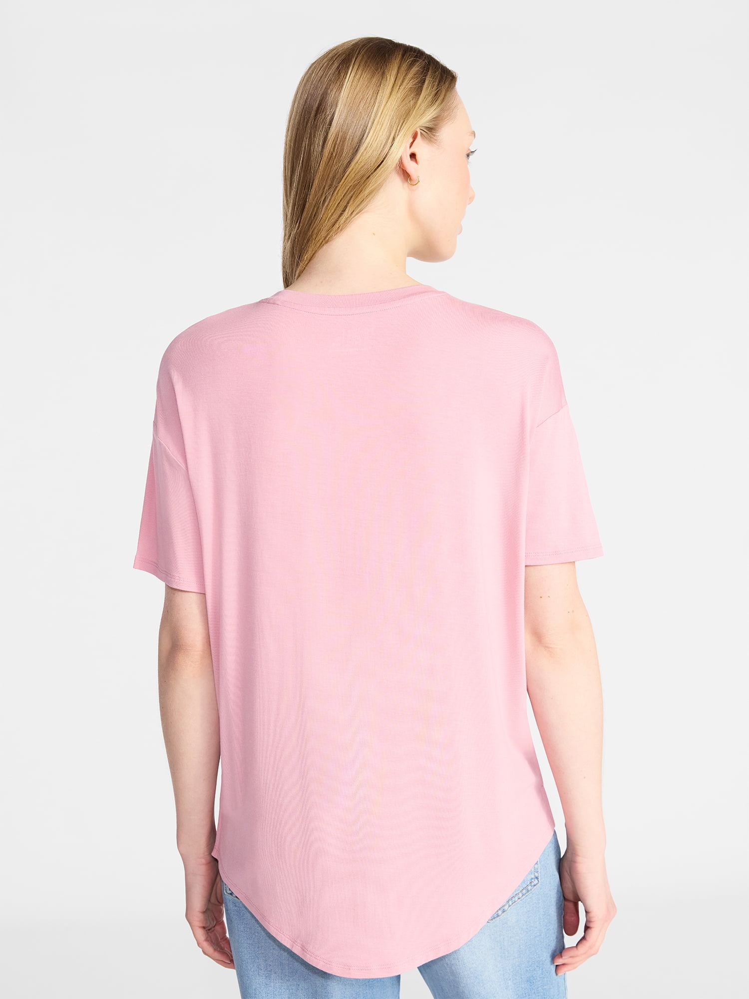 Time and Tru Women's Tunic Tee with Short Sleeves, Sizes XS-XXXL