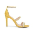 thumbnail image 3 of BLISSFUL STEP Women's Rhinestone Ankle Strap Stiletto High Heels Sandals Yellow (Size 7), 3 of 8