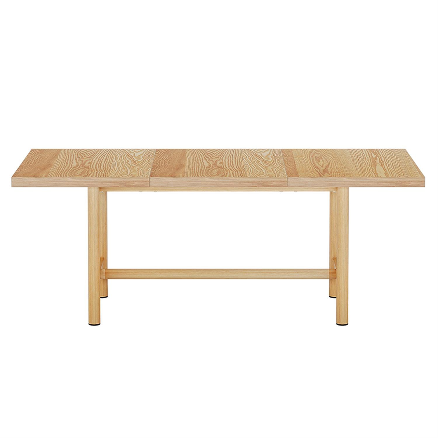 Demi Bonn 63" Farmhouse Dining Table Set for 4-6 People With Dual Base, Indoor Outdoor Kitchen Table for Dining Room, Home Office, Living Room Furniture, Beige