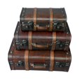 thumbnail image 1 of Brown Wooden Suitcase Sets With Classic Metal Lock Leather Suit Cases, 1 of 1