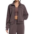 thumbnail image 1 of Chaqueta Deportiva de Larga con Solapa y Cremallera para Mujer, Ideal para Otoño e Invierno Chaqueta Holgada para Yoga Al Aire Libre Marrón L, 1 of 7