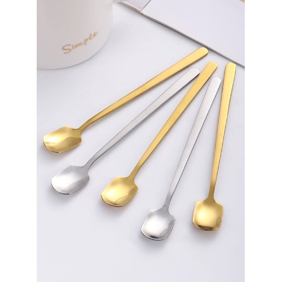 6 Pack 5.7 Inch Iced Tea Spoons, Square Mixing and Stirring Spoons for Drinks and Desserts, TIKA