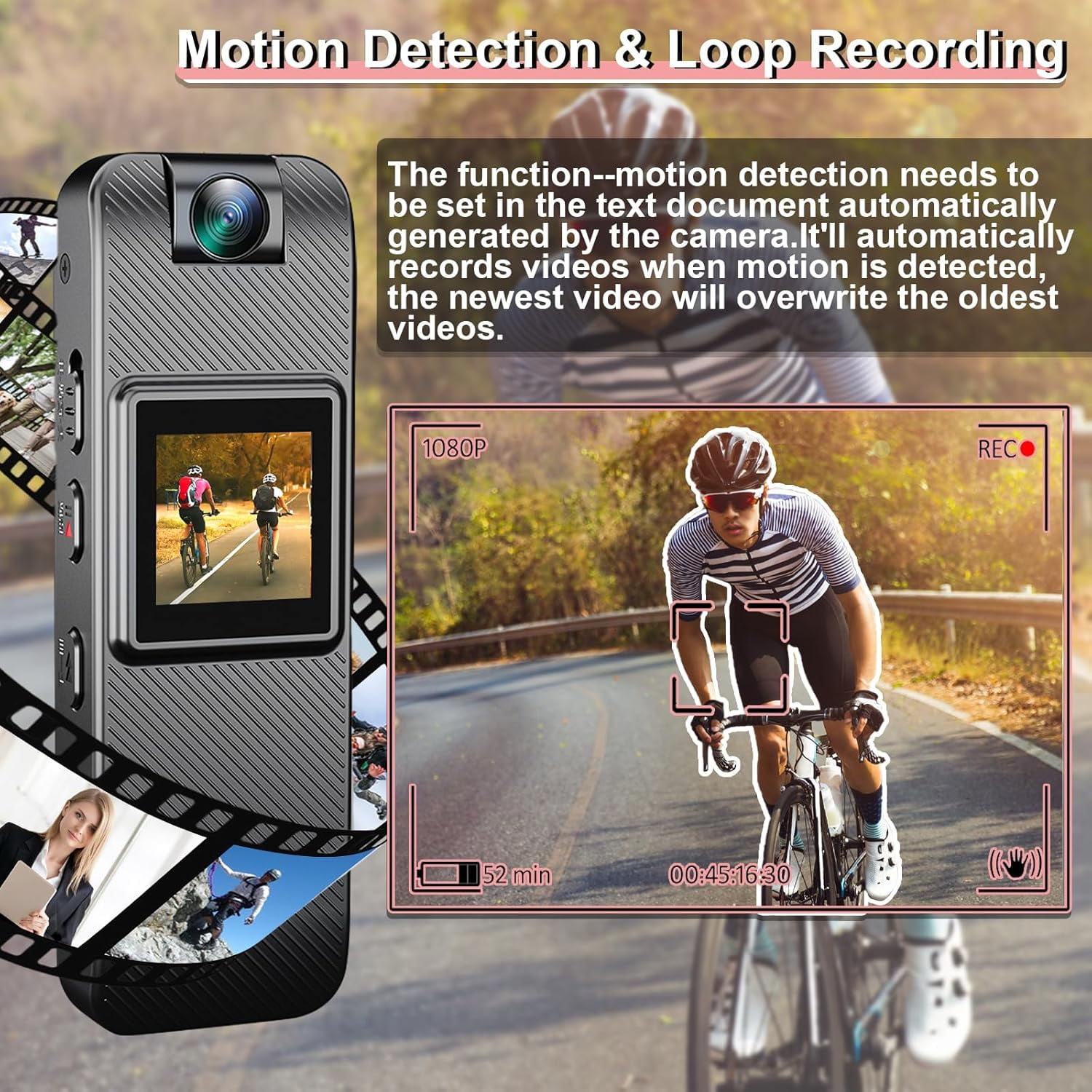 MUSICOZY Mini Body Camera HD 1080P Portable Video Recorder, Small Security Camera with 1.3 Inch Night Vision, 180° Rotatable Lens, Wearable Body Camera for Police Enforcement