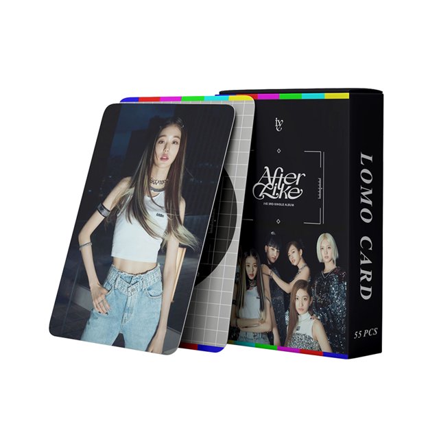 Tarjetas Fotográficas Juego de grupo de estrellas portátil de tarjeta de álbum de 55 piezas para colección de fans (IVE After Like)