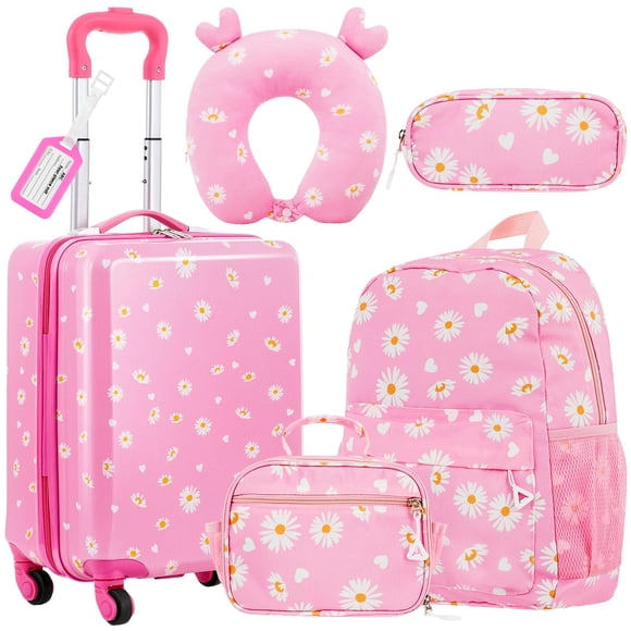 Set de equipaje Redbaker Kids, 6 unidades, 43 x 33 x 22 cm, con almohada para el cuello
