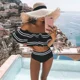 thumbnail image 5 of Conjunto de bikini de dos piezas con rayas negras TEELYNN 2024 para mujer, traje de baño sexy con hombros descubiertos y volantes de cintura alta, trajes de baño de playa de verano, 5 of 5