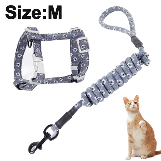 Juego de arnés y correa para gatos, ajustable a prueba de escape para caminar al aire libre con hebilla de seguridad, luna y estrella