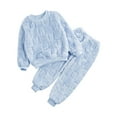 thumbnail image 3 of TiaoBug Kids Girls Boys Winter Thicken Warm Flannel Thermal Underwear Set Blue 5-6, 3 of 7